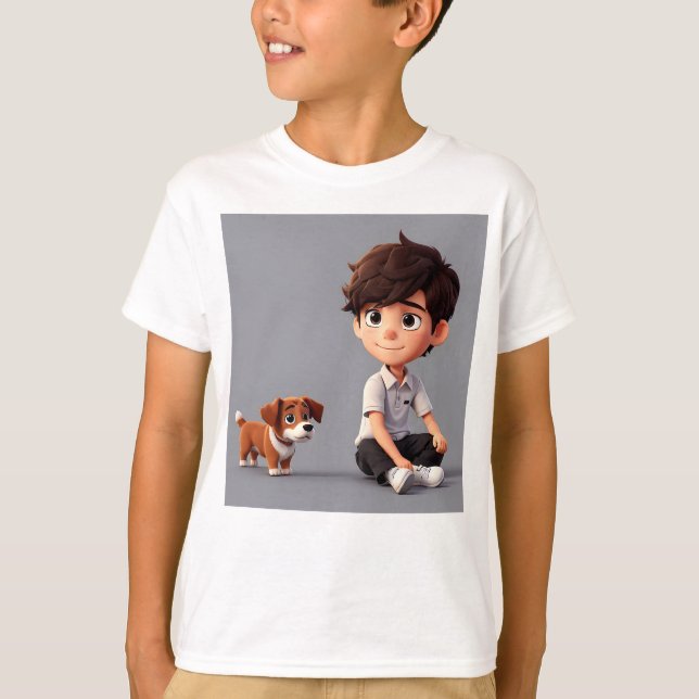 T-shirt Garçon avec art chien (Devant)