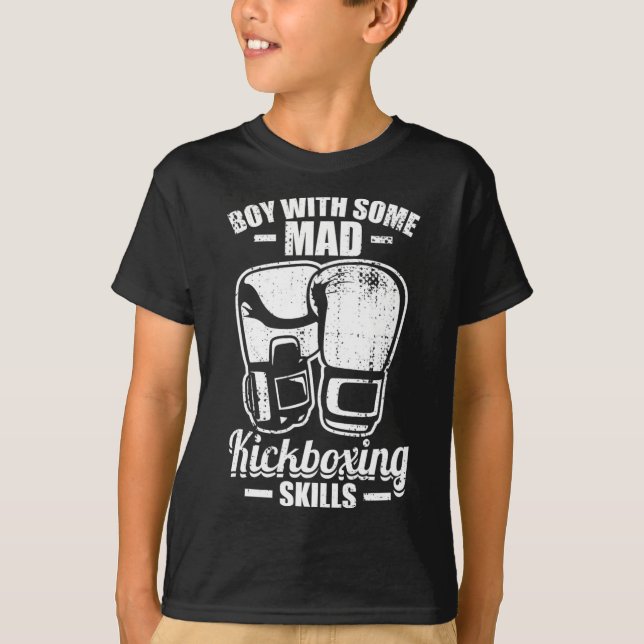T-shirt Garçon avec des compétences de kickboxing démentes (Devant)