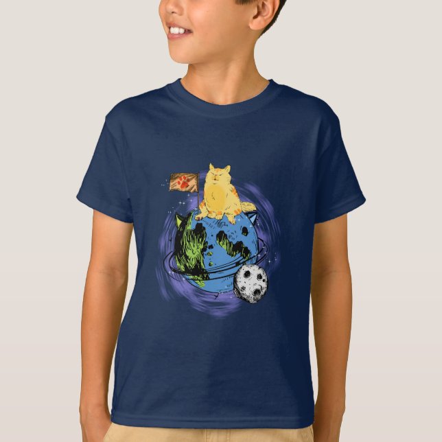 T-shirt Garçon Chat en Orbite  (Devant)
