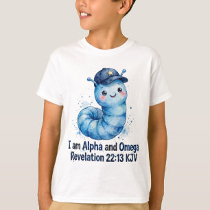 T-shirt Garçon Chemise Bleue Ver - Je suis Alpha et Oméga