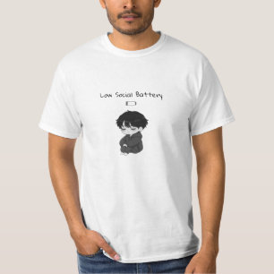 T-shirt Garçon Chibi Relatable avec Batterie Sociale Faibl