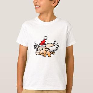 T-shirt Garçon Cochon de Noël Volant