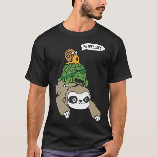 T-shirt Garçon courant à dos d'animal en escargot de sloth (Devant)
