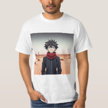 Garçon d'anime debout dans un paysage désertique –
