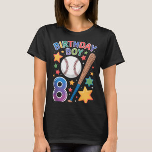 T-shirt Garçon d'anniversaire 8e anniversaire Baseball Tan