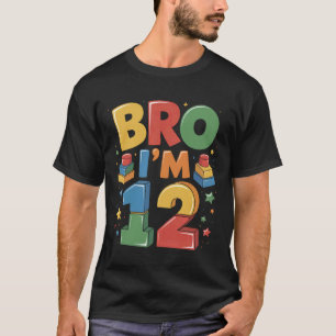 T-shirt Garçon d'anniversaire Frère J'ai 12 Ans Bloc de Co