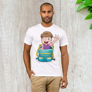 T-shirt Garçon dans sac à dos Waving Fun School Kid