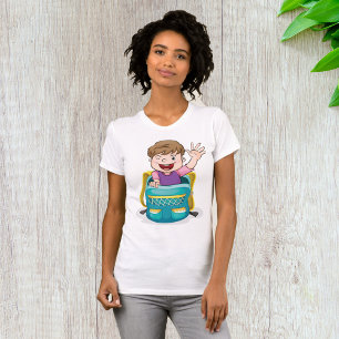 T-shirt Garçon dans sac à dos Waving Fun School Kid
