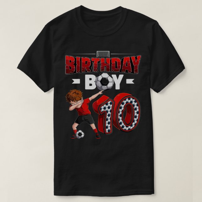 T-shirt garçon de 10 ans Joueur de football 10e anniversai (Design devant)