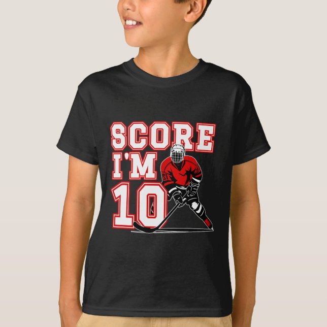 T-shirt Garçon de 10 ans pour anniversaire hockey sur glac (Devant)