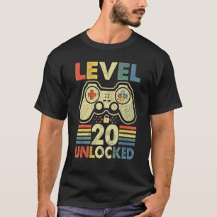 T-shirt Garçon de 20 ans Niveau 20 débloqué Anniversaire d