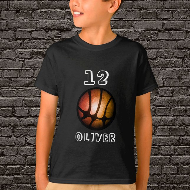 T-Shirt Garçon de basket-ball en métal noir orange (Créateur téléchargé)