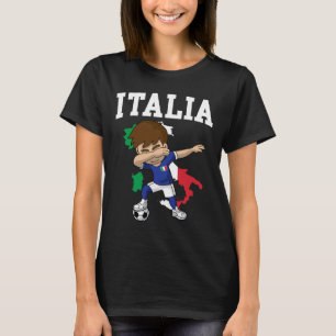 T-shirt Garçon de football italien Drapeau italien Carte d