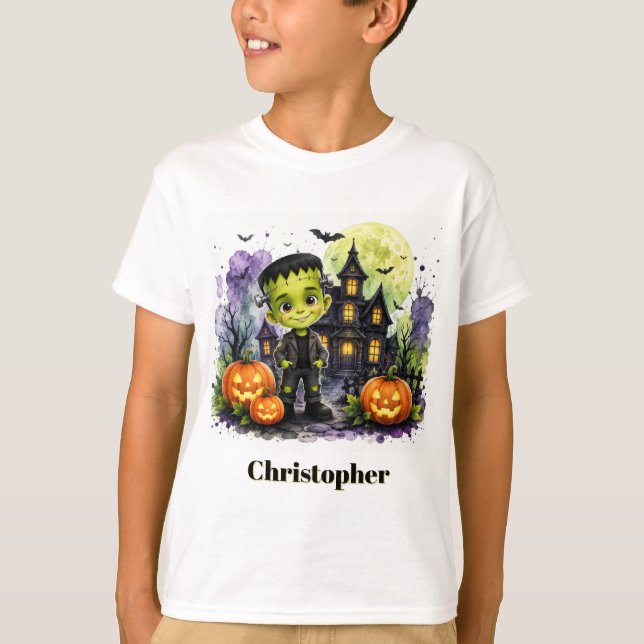 T-shirt Garçon de Frankenstein mignon pour fête d'annivers (Devant)