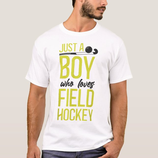 T-shirt Garçon de hockey sur gazon Juste un garçon qui aim (Devant)