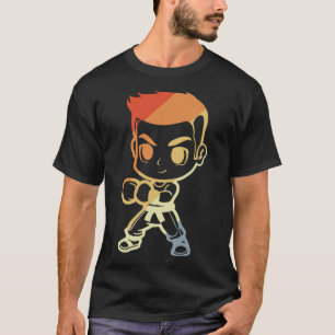 T-shirt Garçon de kickboxing Dessin animé Regard Kickboxer