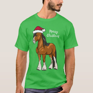 T-shirt Garçon de Noël cheval de trait Clydesdale de dessi
