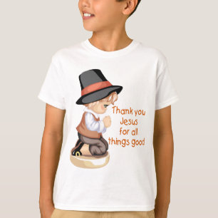 T-shirt Garçon de pèlerin priant sur des genoux