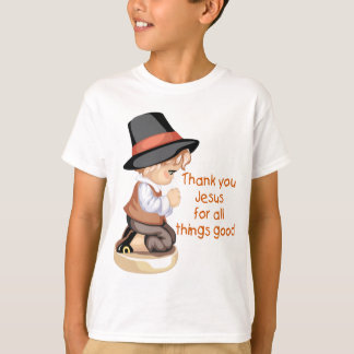 T-shirt Garçon de pèlerin priant sur des genoux