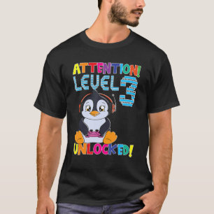 T-shirt Garçon de pingouin Niveau d'attention 3 Gamin déve