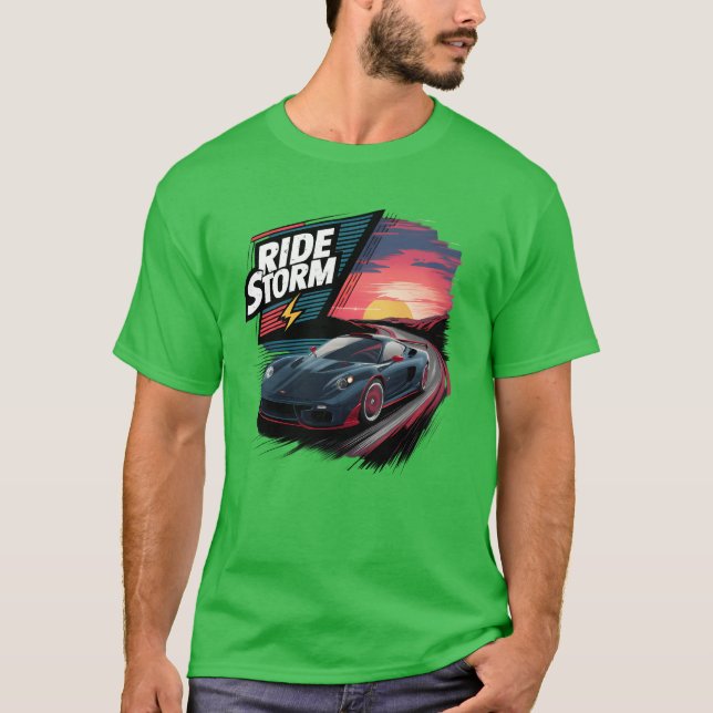 T-shirt Garçon de voiture de course moderne (Devant)