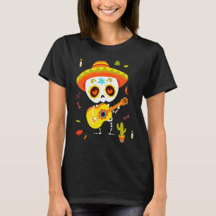 T-shirt Garçon Dia De Los Muertos Danse Squelette Guitare