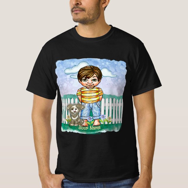 T-shirt garçon et chien (Devant)