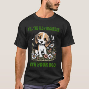 T-shirt Garçon et fille jardinier de fleurs avec chien Bea