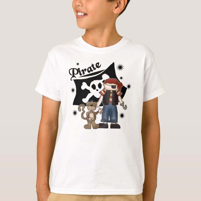 T-shirt Garçon et singe de pirate (Devant)