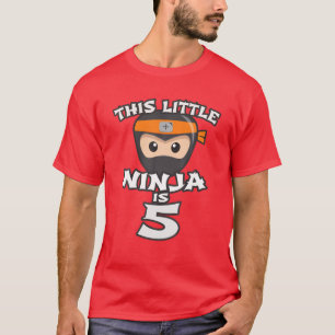 T-shirt Garçon Fille 5E Anniversaire Ce Petit Ninja Rouge