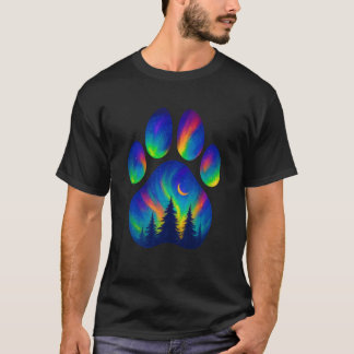 T-shirt Garçon Fille Aurore Boréale Pins Sapin Patte