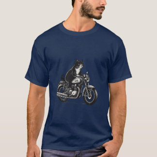 T-shirt Garçon fille chat motard