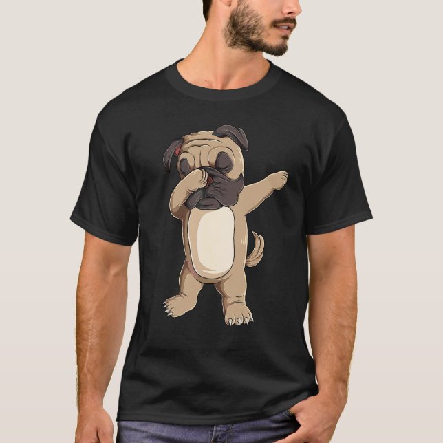 T-shirt Garçon filles Pug mignon chien dab danse (Devant)