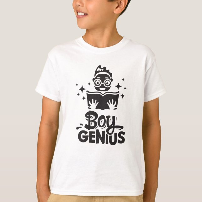 T-shirt Garçon Genius Retour À L'École Enfants Citation Mi (Devant)