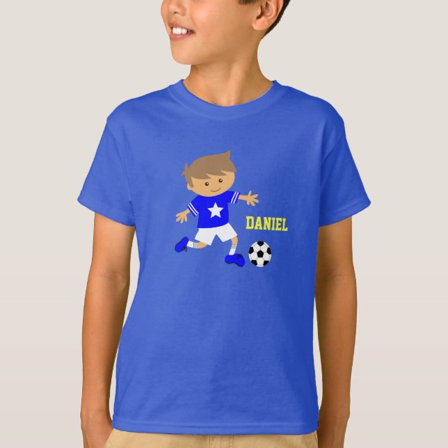 T-shirt Garçon mignon d'étoile du football, thème du (Devant)