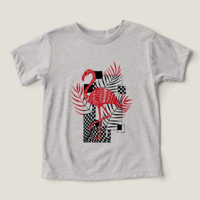 T-shirt garçon mignon Flamant rose rouge (Design Recto)