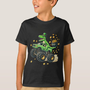 T-shirt Garçon Monster Truck T-rex St Patricks Day Dinosau