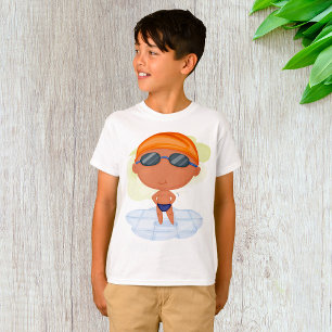 T-shirt Garçon nageur en lunettes et bonnet de bain