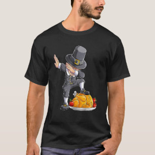 T-shirt Garçon pèlerin Dabbing Dinde Jour de Thanksgiving 