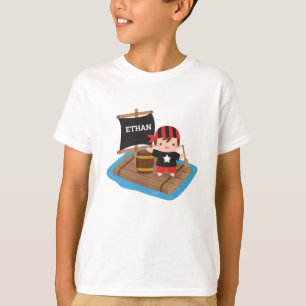 T-shirt Garçon pirate mignon avec bandana, bateau radeau p