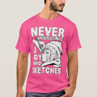 T-shirt Garçon Qui Croche Anime Otaku Dessin Cadeau