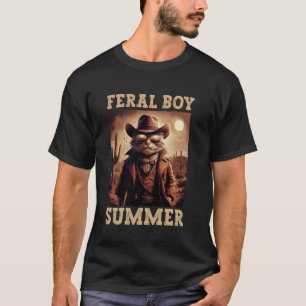 T-shirt Garçon Sauvage Été Chat Cowboy Chapeau Cowboy Vint