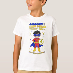 T-shirt Garçon Super-héros Personnalisé 4ème Anniversaire