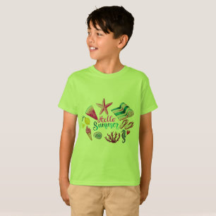 T-shirt garçon Tropical Hello Summer - Vert vibran