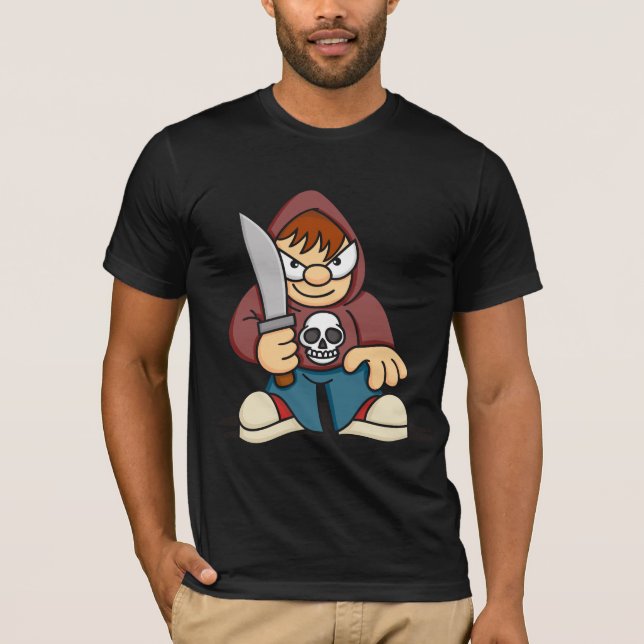 T-shirt Garçon vilain avec le couteau (Devant)