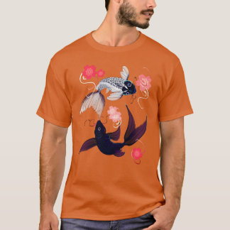 T-shirt Garçon Yin et Yang Koi et fleurs de cerisier