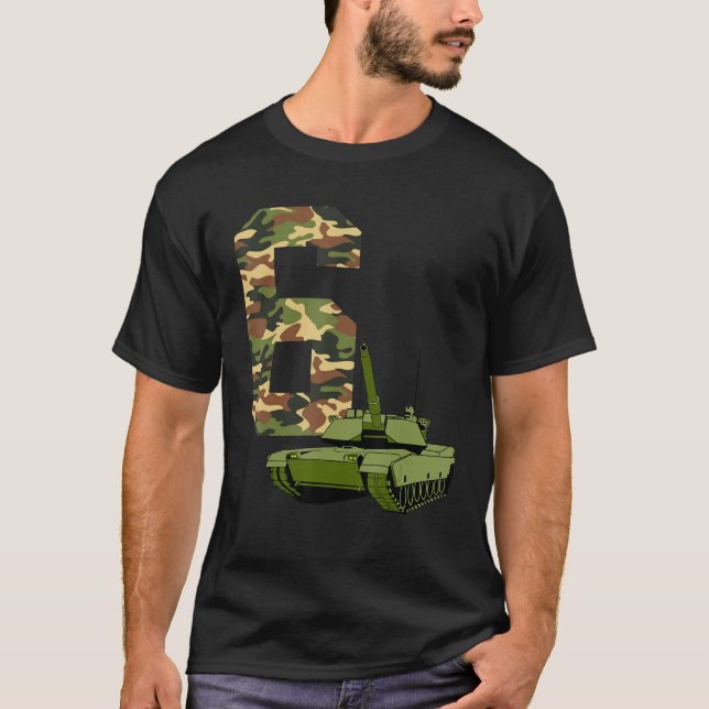 T-shirt Garçons 6e anniversaire char militaire Camion de c (Devant)