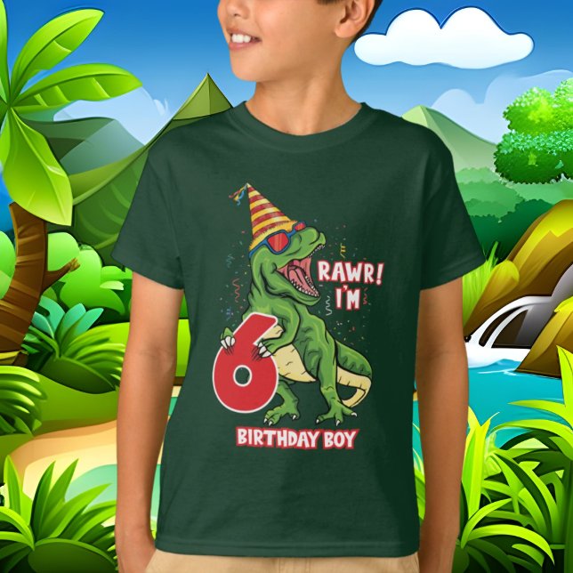 T-shirt garçons 6e anniversaire dinosaure (Créateur téléchargé)