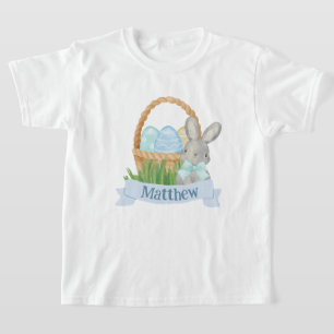 T-shirt Garçons Aquarelle Bleu Pâques Panier