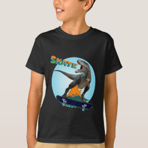 T-shirt Garçons cools planche à roulettes T Rex dinosaure